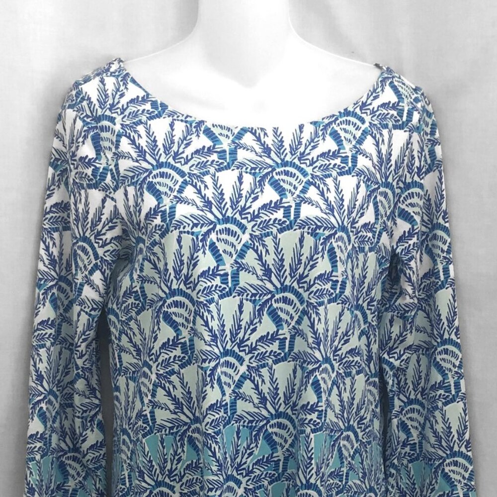 Lilly Pulitzer Bay Dress Whisper Blue Palm - Picture 3 of 9
